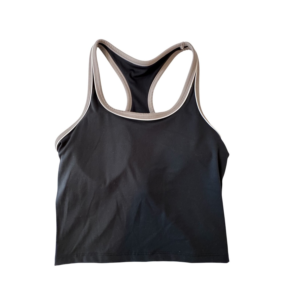 Danskin Womens Black Racerback Tank Top Built-in Shelf Bra Size M 4423